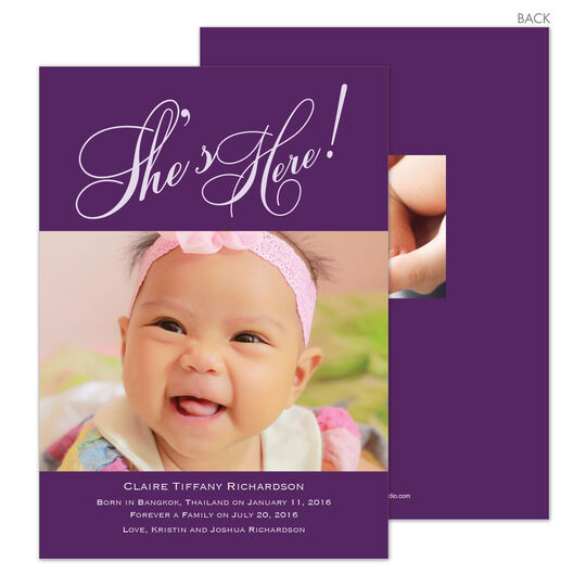 She's Here Photo Adoption Announcements